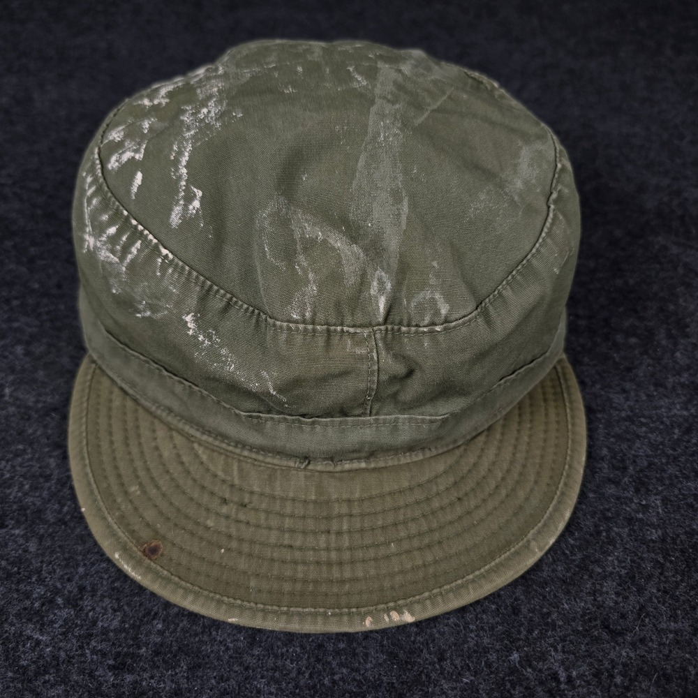 Vintage US Army M1951 Field Cap Distressed Poplin OG 107 Military Hat Green M-51